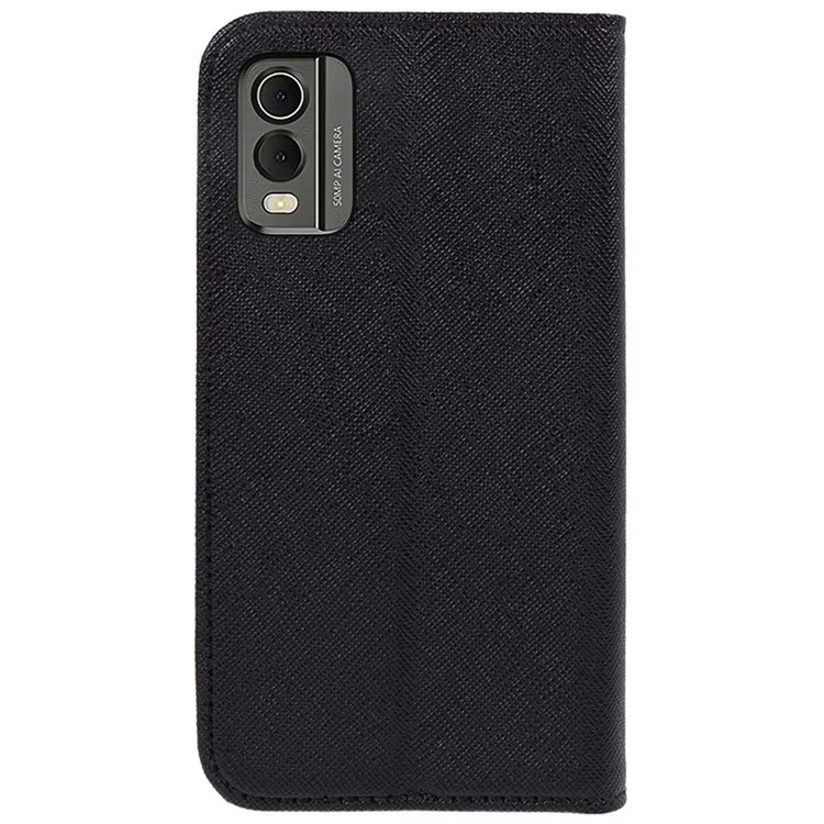 For Nokia C32 Magnetic Closing PU Leather Case Cross Texture Stand Wallet Protective Phone Cover
