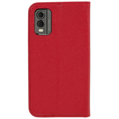 For Nokia C32 Magnetic Closing PU Leather Case Cross Texture Stand Wallet Protective Phone Cover