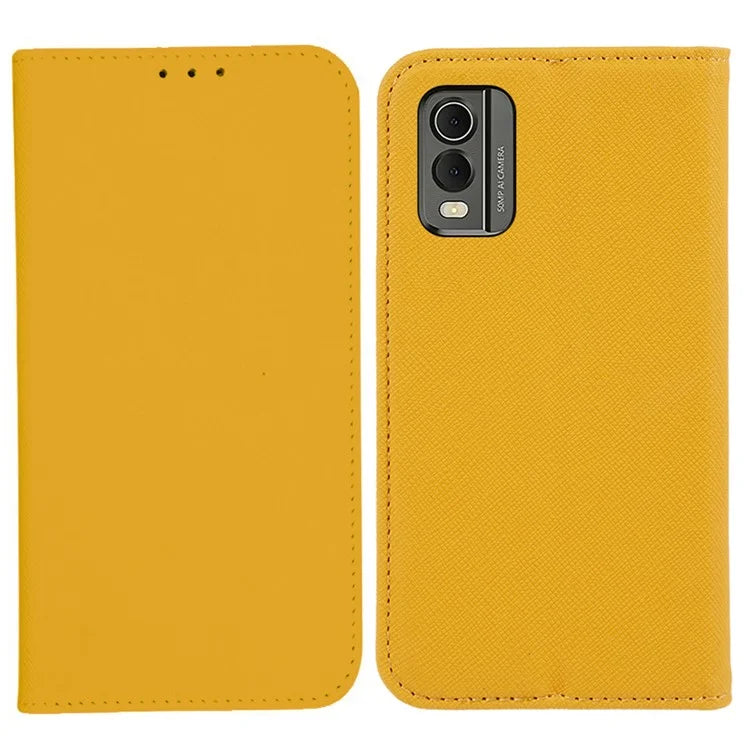 For Nokia C32 Magnetic Closing PU Leather Case Cross Texture Stand Wallet Protective Phone Cover