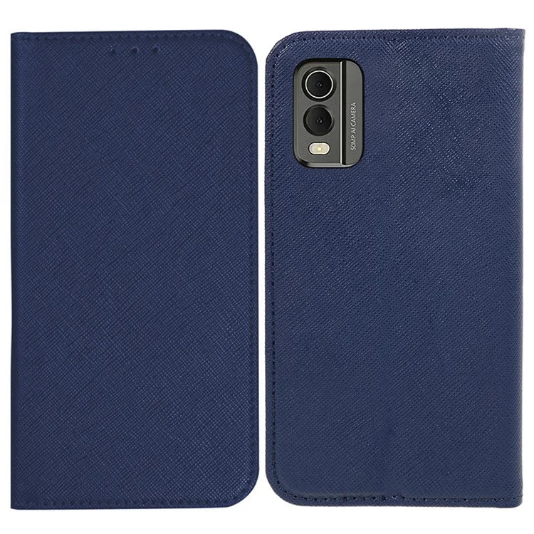 For Nokia C32 Magnetic Closing PU Leather Case Cross Texture Stand Wallet Protective Phone Cover