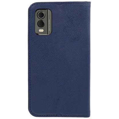 For Nokia C32 Magnetic Closing PU Leather Case Cross Texture Stand Wallet Protective Phone Cover