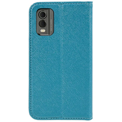 For Nokia C32 Magnetic Closing PU Leather Case Cross Texture Stand Wallet Protective Phone Cover