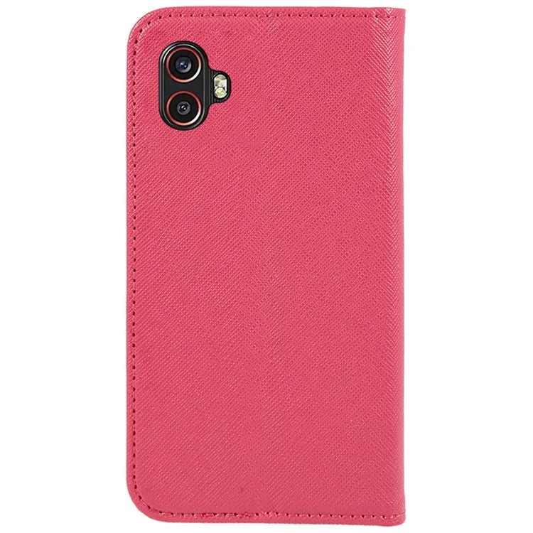 For Samsung Galaxy Xcover6 Pro 5G PU Leather Wallet Stand Case Cross Texture Magnetic Phone Cover