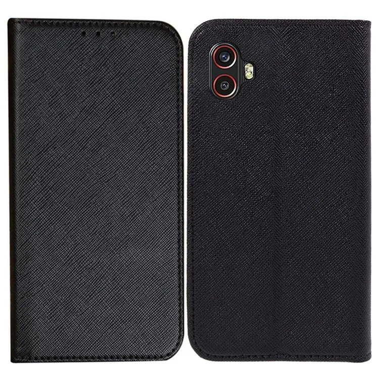 For Samsung Galaxy Xcover6 Pro 5G PU Leather Wallet Stand Case Cross Texture Magnetic Phone Cover