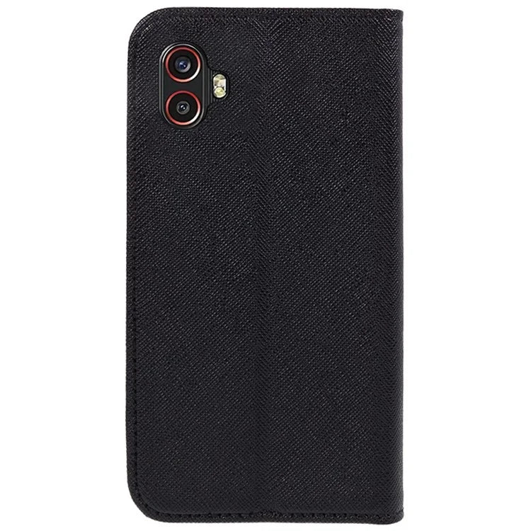 For Samsung Galaxy Xcover6 Pro 5G PU Leather Wallet Stand Case Cross Texture Magnetic Phone Cover