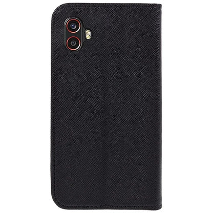 For Samsung Galaxy Xcover6 Pro 5G PU Leather Wallet Stand Case Cross Texture Magnetic Phone Cover