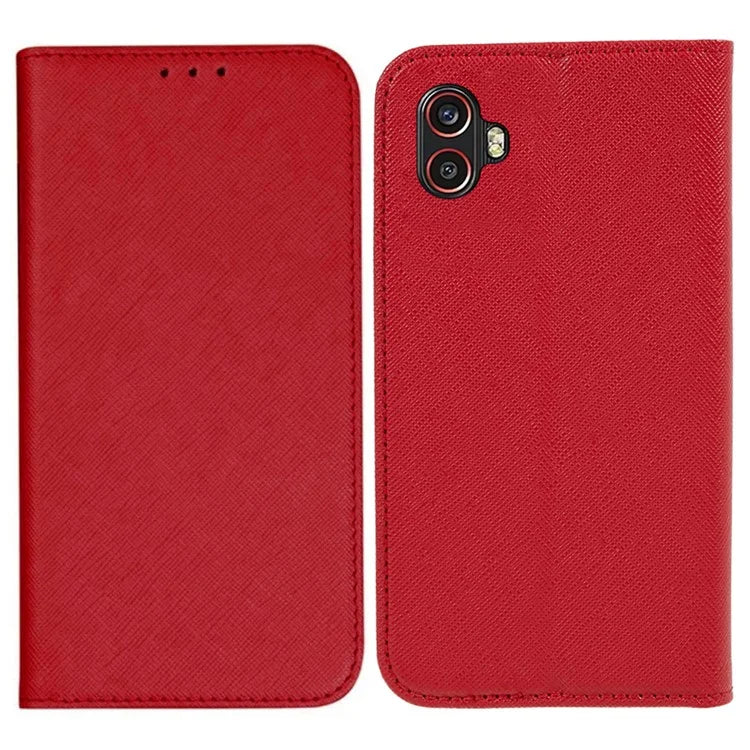 For Samsung Galaxy Xcover6 Pro 5G PU Leather Wallet Stand Case Cross Texture Magnetic Phone Cover