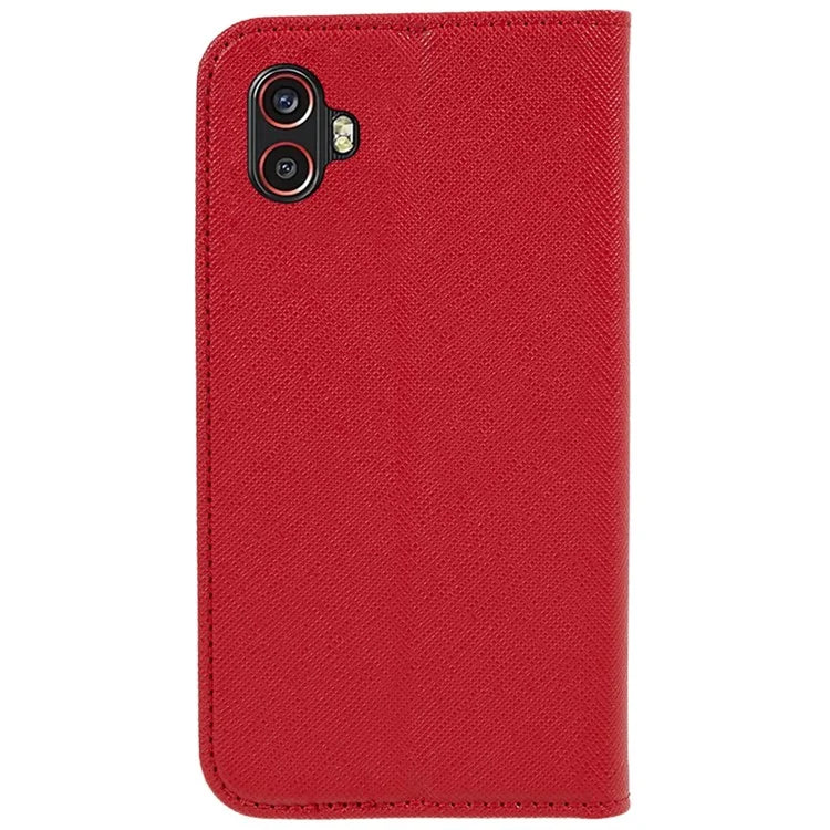 For Samsung Galaxy Xcover6 Pro 5G PU Leather Wallet Stand Case Cross Texture Magnetic Phone Cover
