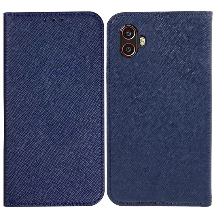 For Samsung Galaxy Xcover6 Pro 5G PU Leather Wallet Stand Case Cross Texture Magnetic Phone Cover