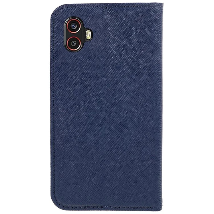 For Samsung Galaxy Xcover6 Pro 5G PU Leather Wallet Stand Case Cross Texture Magnetic Phone Cover