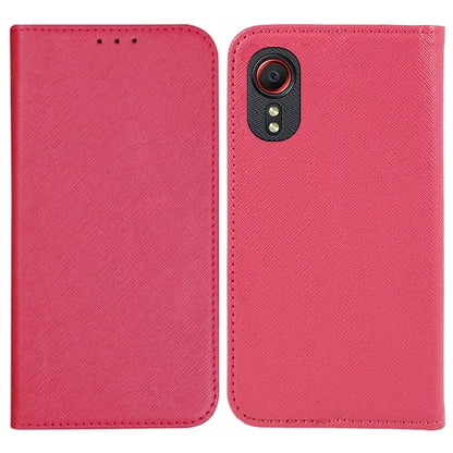 For Samsung Galaxy Xcover 5 Shockproof PU Leather Wallet Stand Case Cross Texture Phone Cover