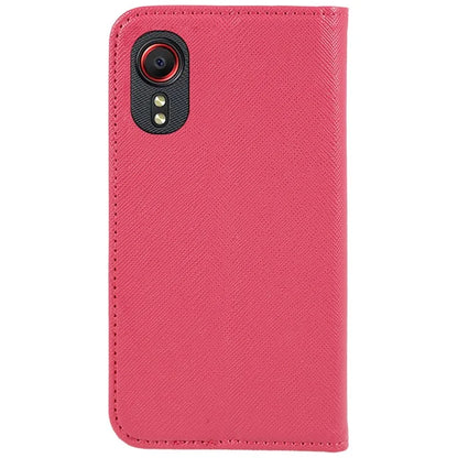 For Samsung Galaxy Xcover 5 Shockproof PU Leather Wallet Stand Case Cross Texture Phone Cover