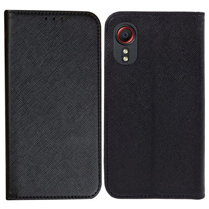 For Samsung Galaxy Xcover 5 Shockproof PU Leather Wallet Stand Case Cross Texture Phone Cover