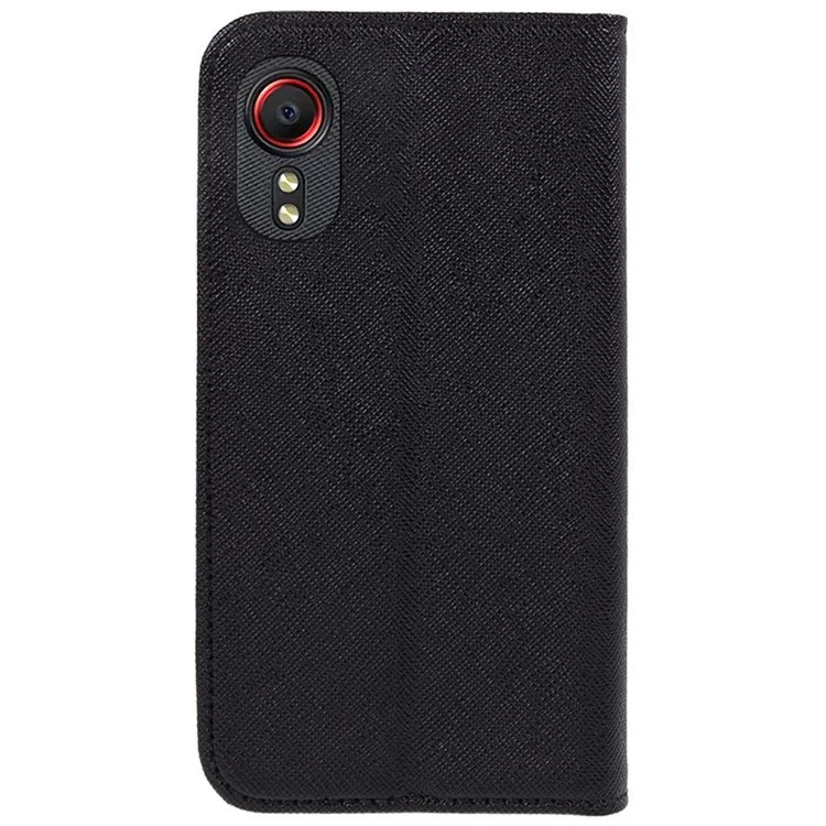 For Samsung Galaxy Xcover 5 Shockproof PU Leather Wallet Stand Case Cross Texture Phone Cover