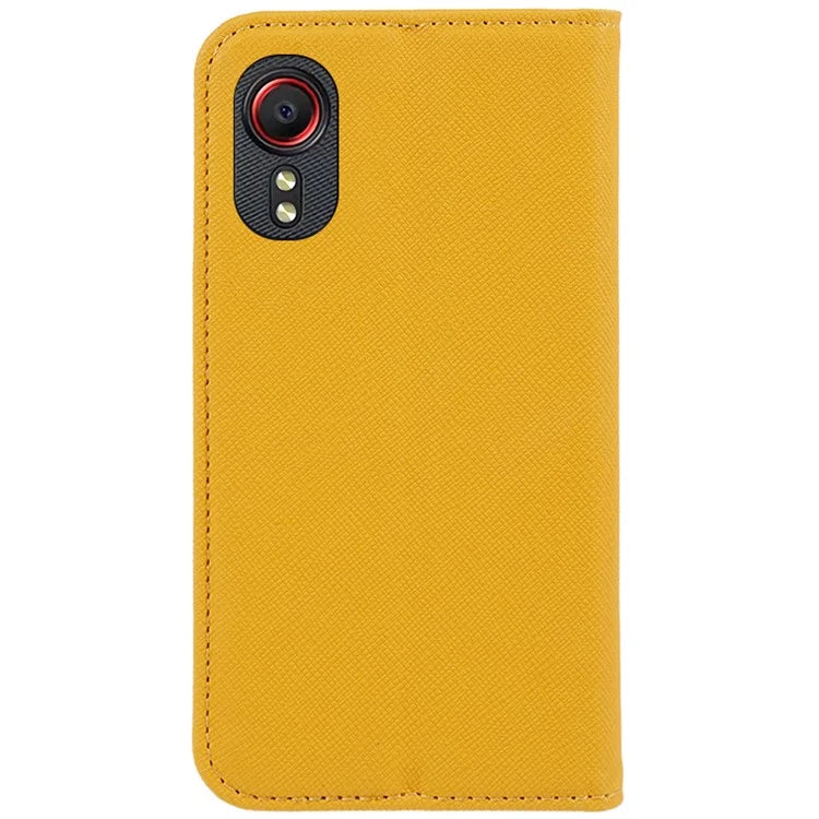 For Samsung Galaxy Xcover 5 Shockproof PU Leather Wallet Stand Case Cross Texture Phone Cover