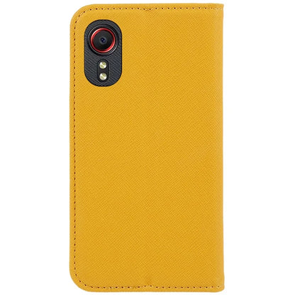 For Samsung Galaxy Xcover 5 Shockproof PU Leather Wallet Stand Case Cross Texture Phone Cover