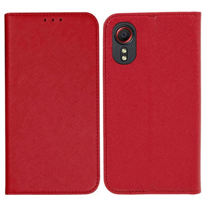 For Samsung Galaxy Xcover 5 Shockproof PU Leather Wallet Stand Case Cross Texture Phone Cover
