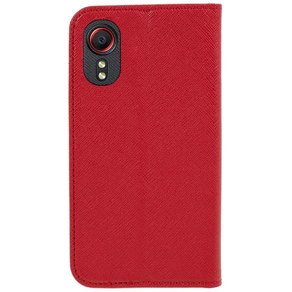 For Samsung Galaxy Xcover 5 Shockproof PU Leather Wallet Stand Case Cross Texture Phone Cover