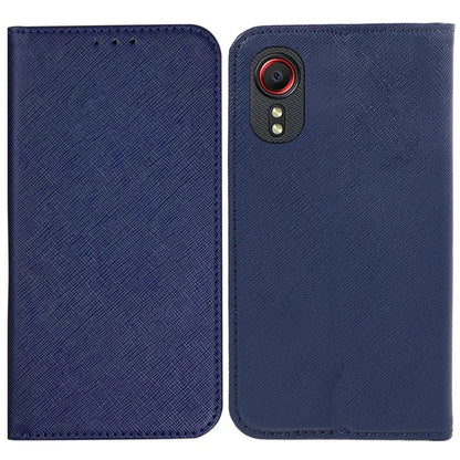 For Samsung Galaxy Xcover 5 Shockproof PU Leather Wallet Stand Case Cross Texture Phone Cover