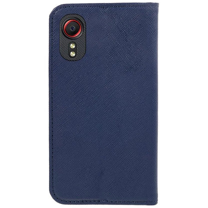 For Samsung Galaxy Xcover 5 Shockproof PU Leather Wallet Stand Case Cross Texture Phone Cover