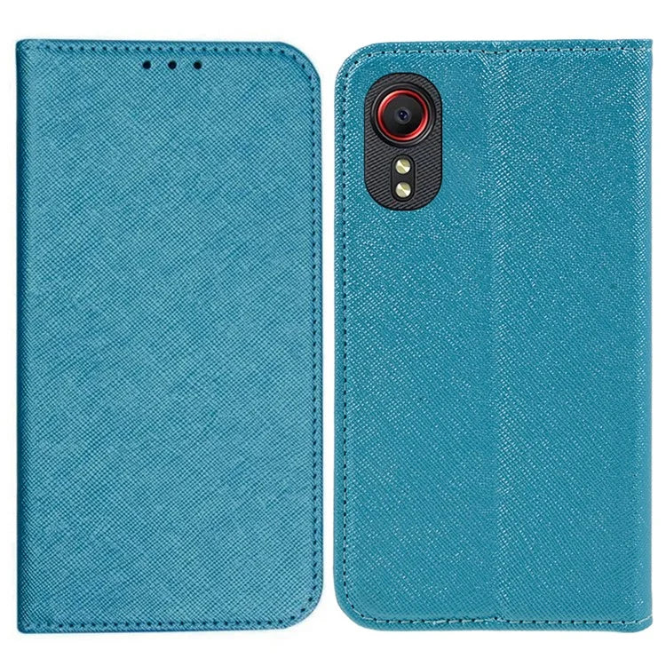 For Samsung Galaxy Xcover 5 Shockproof PU Leather Wallet Stand Case Cross Texture Phone Cover