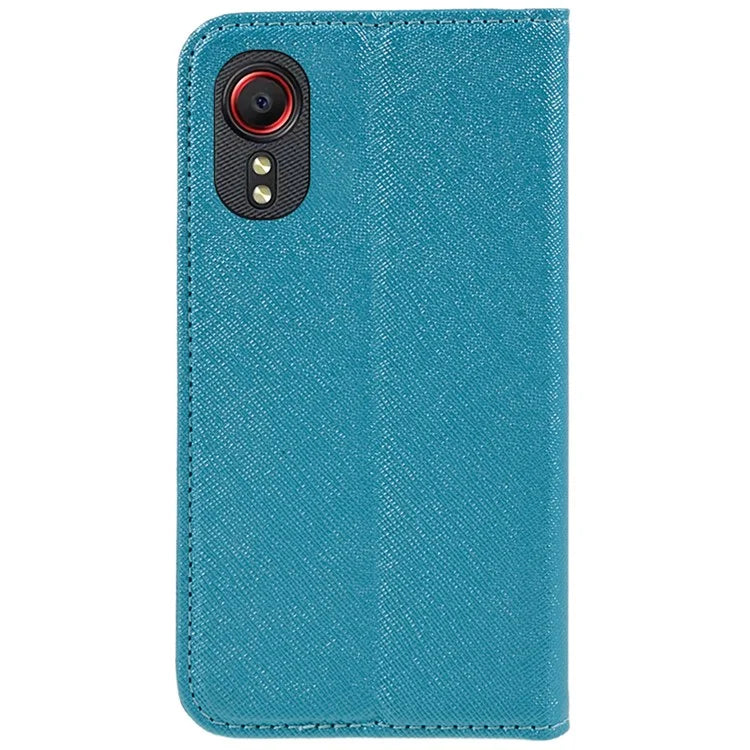 For Samsung Galaxy Xcover 5 Shockproof PU Leather Wallet Stand Case Cross Texture Phone Cover