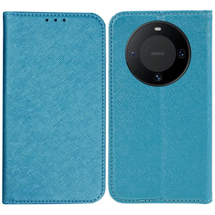 For Huawei Mate 60 PU Leather Wallet Stand Case Shockproof Cross Texture Phone Cover