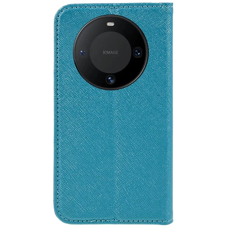 For Huawei Mate 60 PU Leather Wallet Stand Case Shockproof Cross Texture Phone Cover