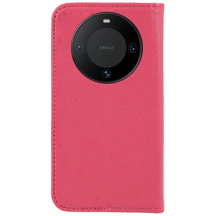 For Huawei Mate 60 PU Leather Wallet Stand Case Shockproof Cross Texture Phone Cover