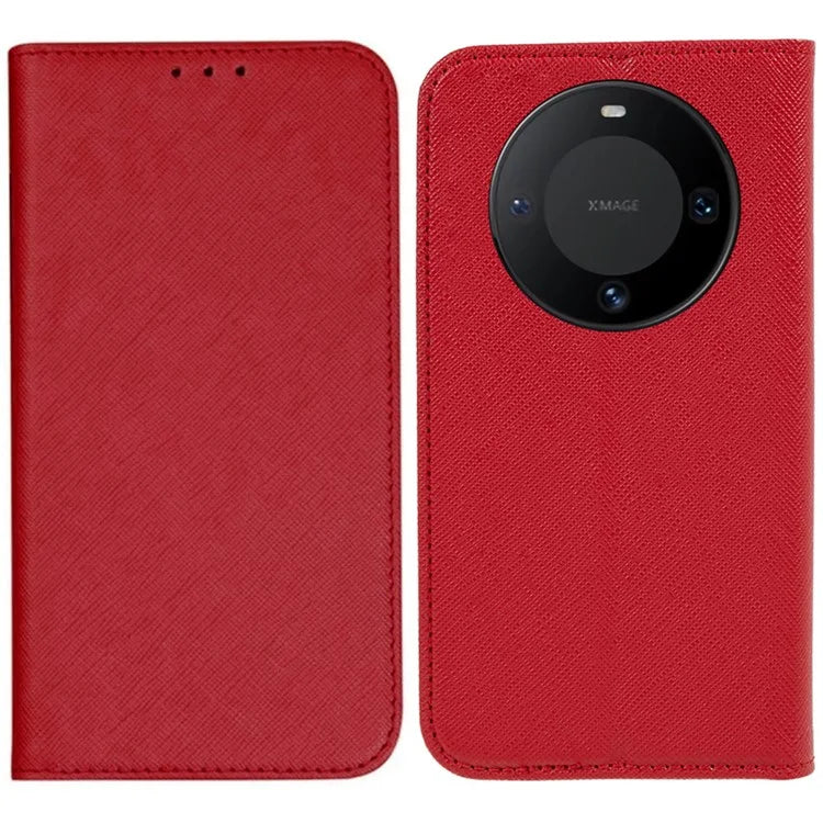 For Huawei Mate 60 PU Leather Wallet Stand Case Shockproof Cross Texture Phone Cover