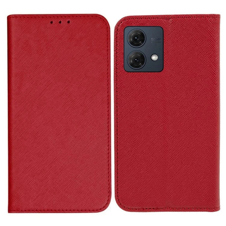 For Motorola Moto G84 5G Cross Texture Phone Cover Shockproof Leather Wallet Stand Case