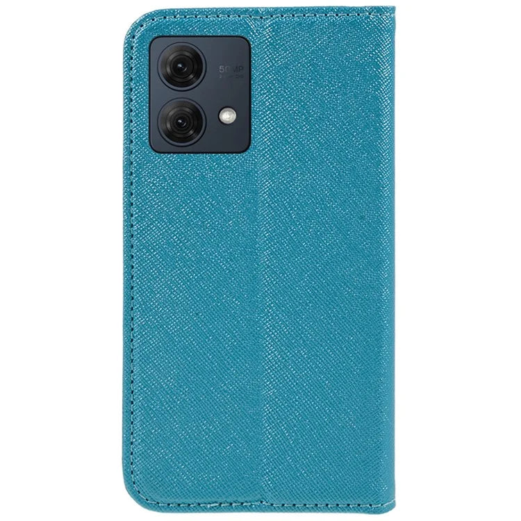 For Motorola Moto G84 5G Cross Texture Phone Cover Shockproof Leather Wallet Stand Case