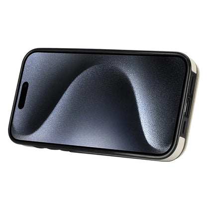 For iPhone 15 Pro Cell Phone Case Card Slots RFID Blocking PU Leather+TPU Ring Kickstand Cover