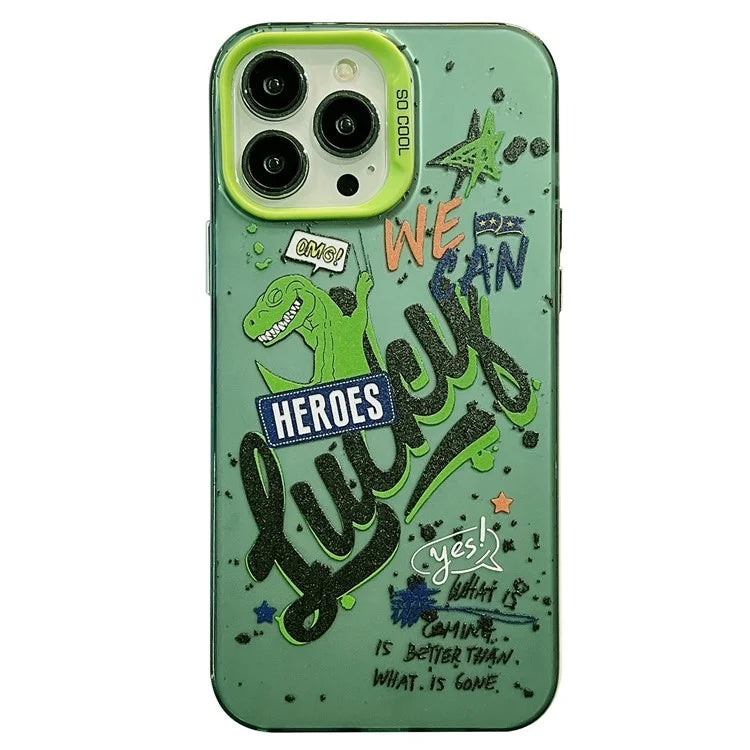 For iPhone 15 Pro Max Phone Cover PC+TPU Colorful Pattern Printing Art Case