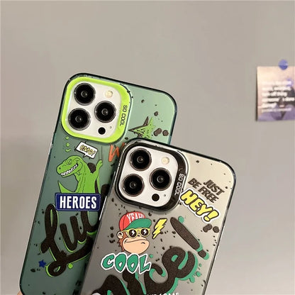 For iPhone 15 Pro Max Phone Cover PC+TPU Colorful Pattern Printing Art Case