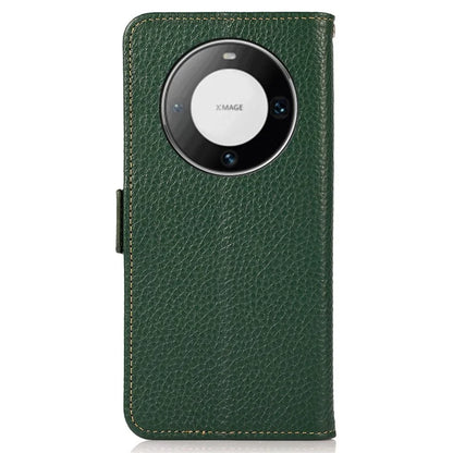 KHAZNEH For Huawei Mate 60 Case Wallet Stand RFID Blocking Genuine Cow Leather Phone Shell