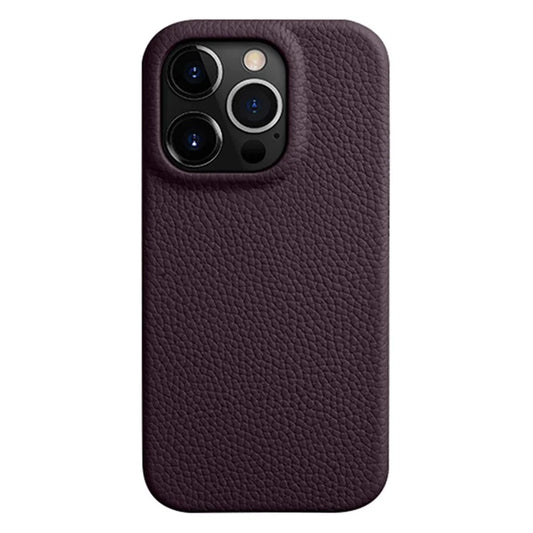 MELKCO For iPhone 15 Pro Case Anti-scratch Genuine Cow Leather+PC Magnetic Phone Cover