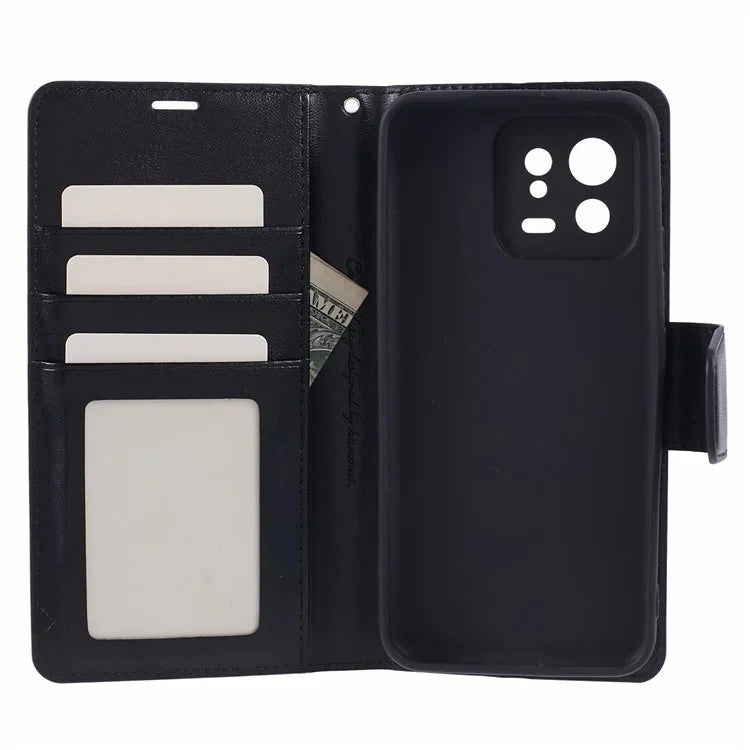 HANMAN Mill Series for Xiaomi 13 Case PU Leather Magnetic Flip Folio Phone Cover