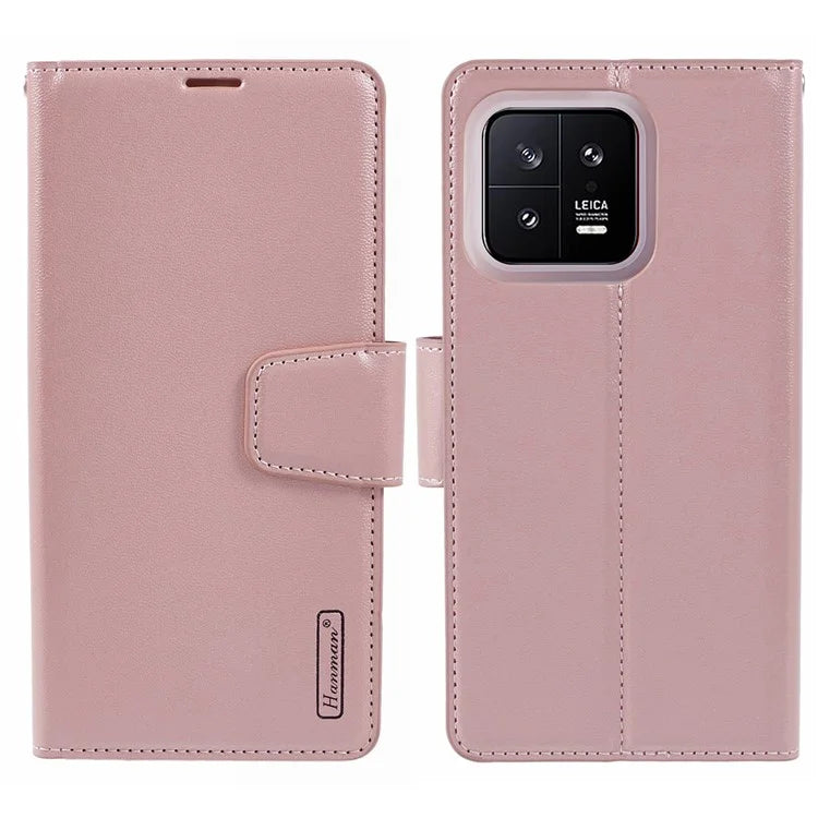 HANMAN Mill Series for Xiaomi 13 Case PU Leather Magnetic Flip Folio Phone Cover