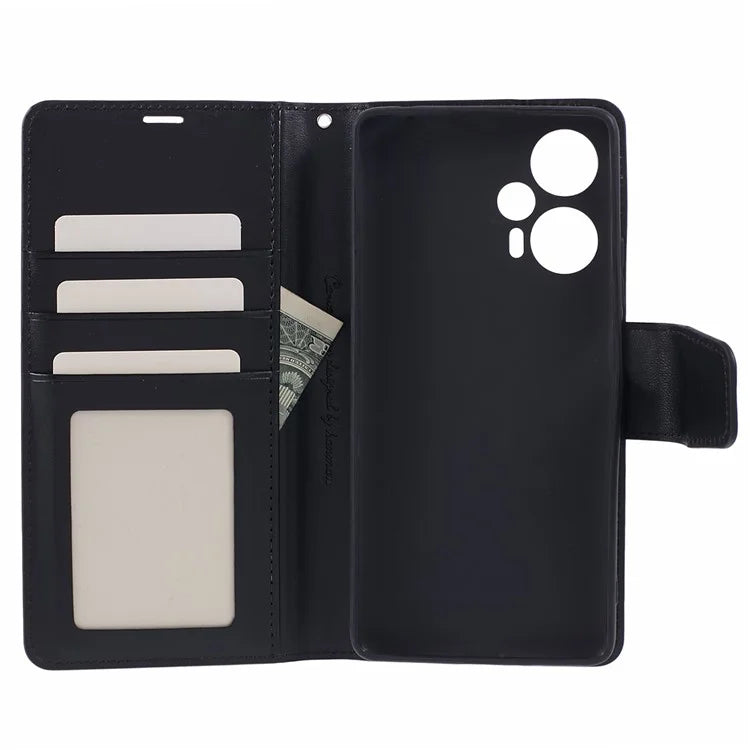 HANMAN Mill Series for Xiaomi Redmi Note 12 Turbo / Poco F5 5G Case PU Leather Wallet Shockproof Shell