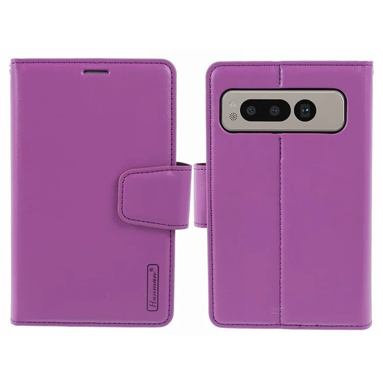 HANMAN Mill Series for Google Pixel Fold Case PU Leather Magnetic Flip Folio Phone Cover