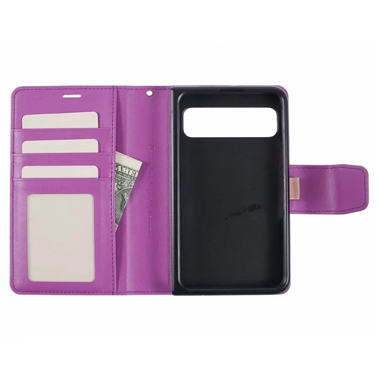HANMAN Mill Series for Google Pixel Fold Case PU Leather Magnetic Flip Folio Phone Cover