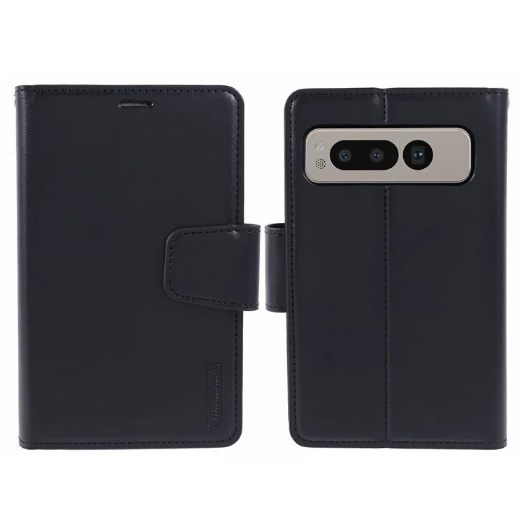 HANMAN Mill Series for Google Pixel Fold Case PU Leather Magnetic Flip Folio Phone Cover