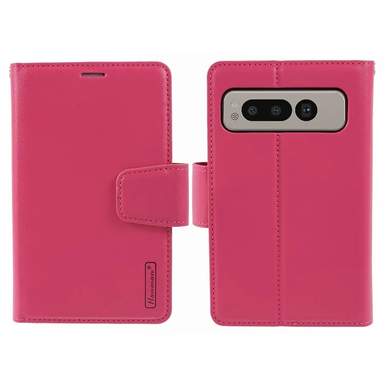 HANMAN Mill Series for Google Pixel Fold Case PU Leather Magnetic Flip Folio Phone Cover