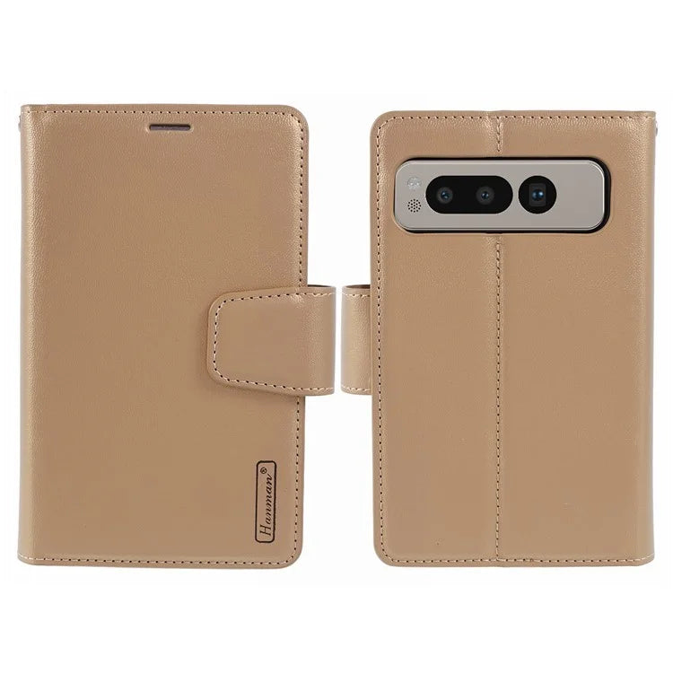 HANMAN Mill Series for Google Pixel Fold Case PU Leather Magnetic Flip Folio Phone Cover