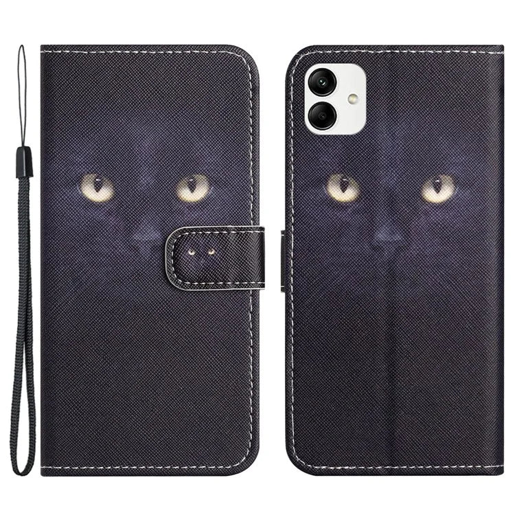 For Motorola Moto G54 5G Case Pattern Printing Anti-Drop PU Wallet Phone Case with Strap