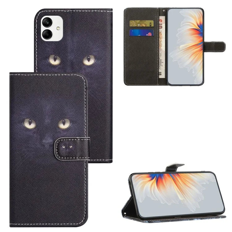 For Motorola Moto G54 5G Case Pattern Printing Anti-Drop PU Wallet Phone Case with Strap