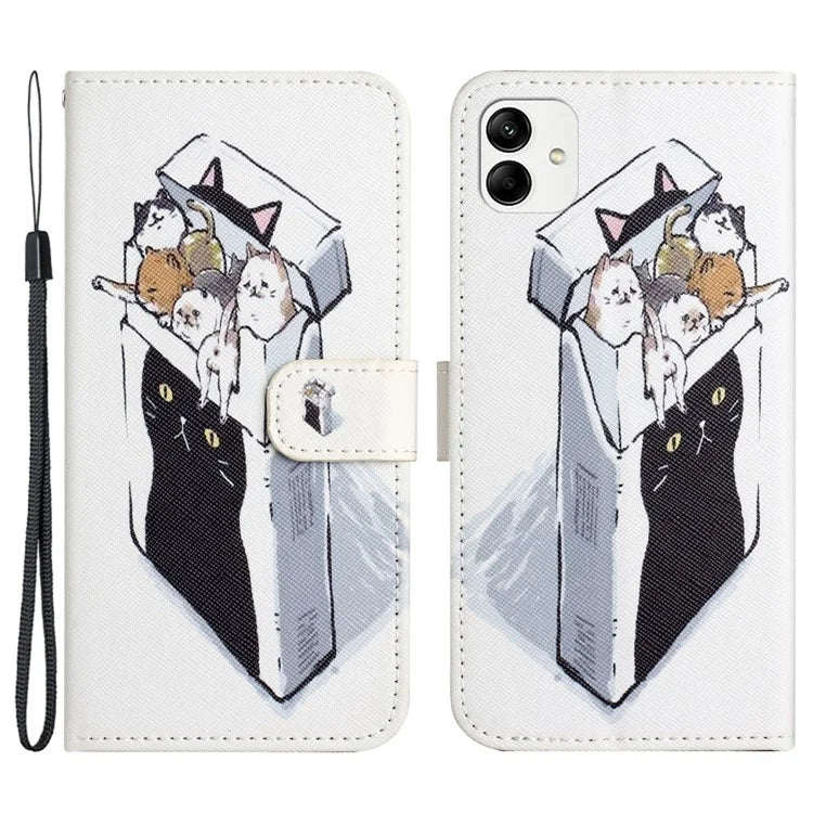 For Motorola Moto G54 5G Case Pattern Printing Anti-Drop PU Wallet Phone Case with Strap