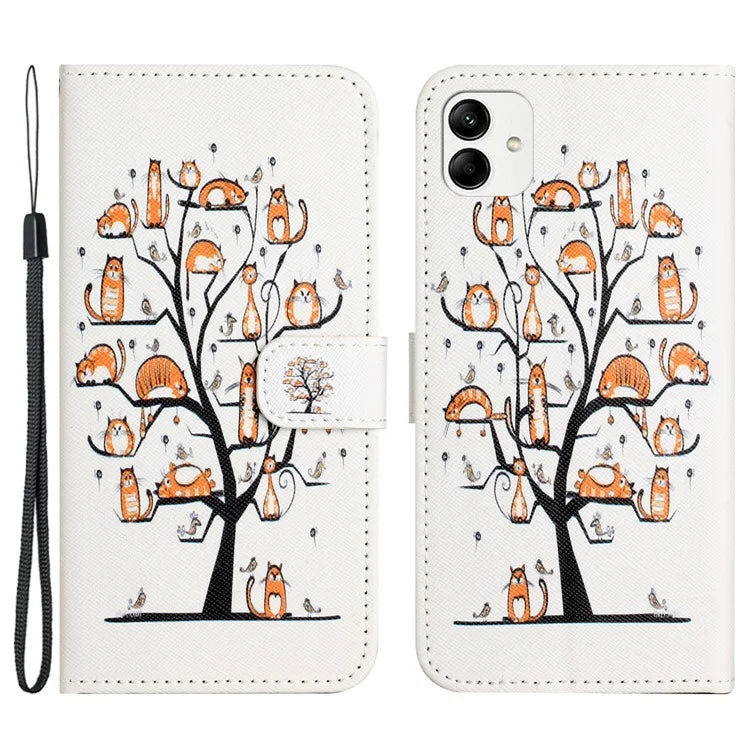 For Motorola Moto G54 5G Case Pattern Printing Anti-Drop PU Wallet Phone Case with Strap