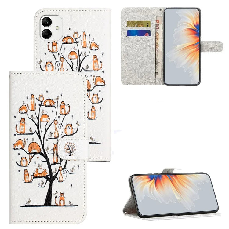 For Motorola Moto G54 5G Case Pattern Printing Anti-Drop PU Wallet Phone Case with Strap
